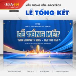 Mẫu Phông nền/Backdrop Lễ tổng kết (Xanh dương) - mẫu PowerPoint Slide Tốt