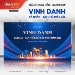 Mẫu Phông nền Backdrop Vinh danh cá nhân tập thể xuất sắc nhất (Xanh dương) - mẫu PowerPoint Slide Tốt