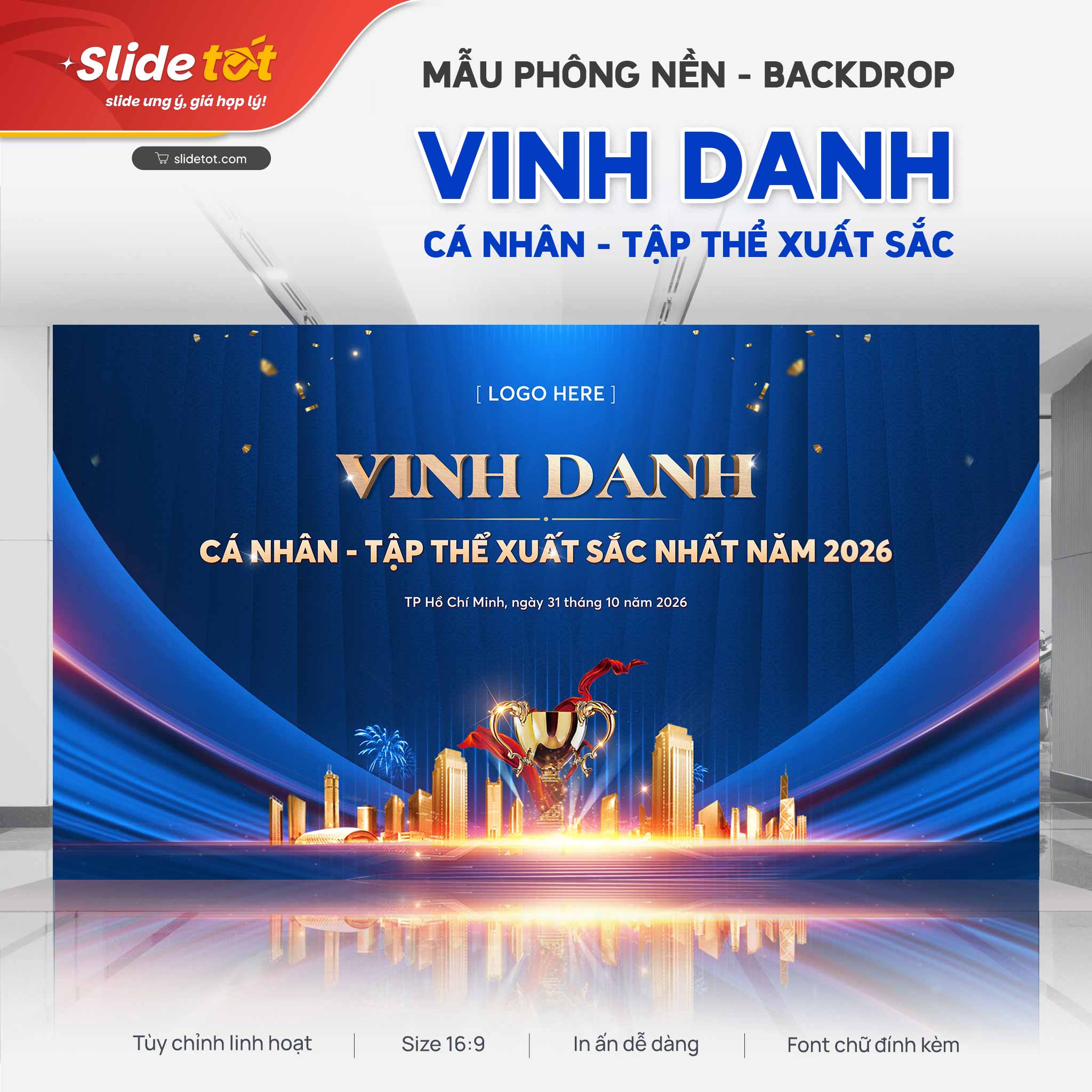 Mẫu Phông nền Backdrop Vinh danh cá nhân tập thể xuất sắc nhất (Xanh dương) 3 Mẫu Phông nền Backdrop Vinh danh cá nhân tập thể xuất sắc nhất (Xanh dương) - mẫu PowerPoint Slide Tốt