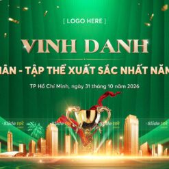 Mẫu Phông nền Backdrop Vinh danh cá nhân tập thể xuất sắc nhất (Xanh lá) 7 Mau phong nen backdrop vinh danh ca nhan tap the xuat sac nhat slidetot 1 2