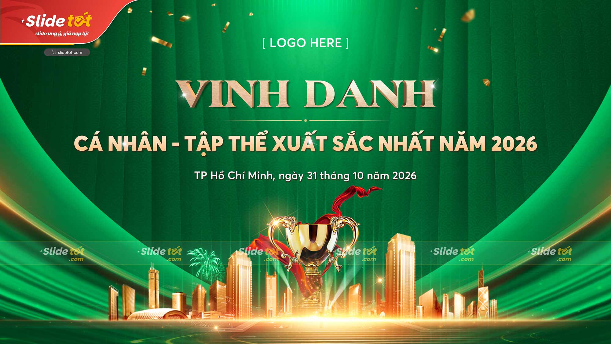 Mẫu Phông nền Backdrop Vinh danh cá nhân tập thể xuất sắc nhất (Xanh lá) 5 Mẫu Phông nền Backdrop Vinh danh cá nhân tập thể xuất sắc nhất (Xanh lá) - Ảnh 3