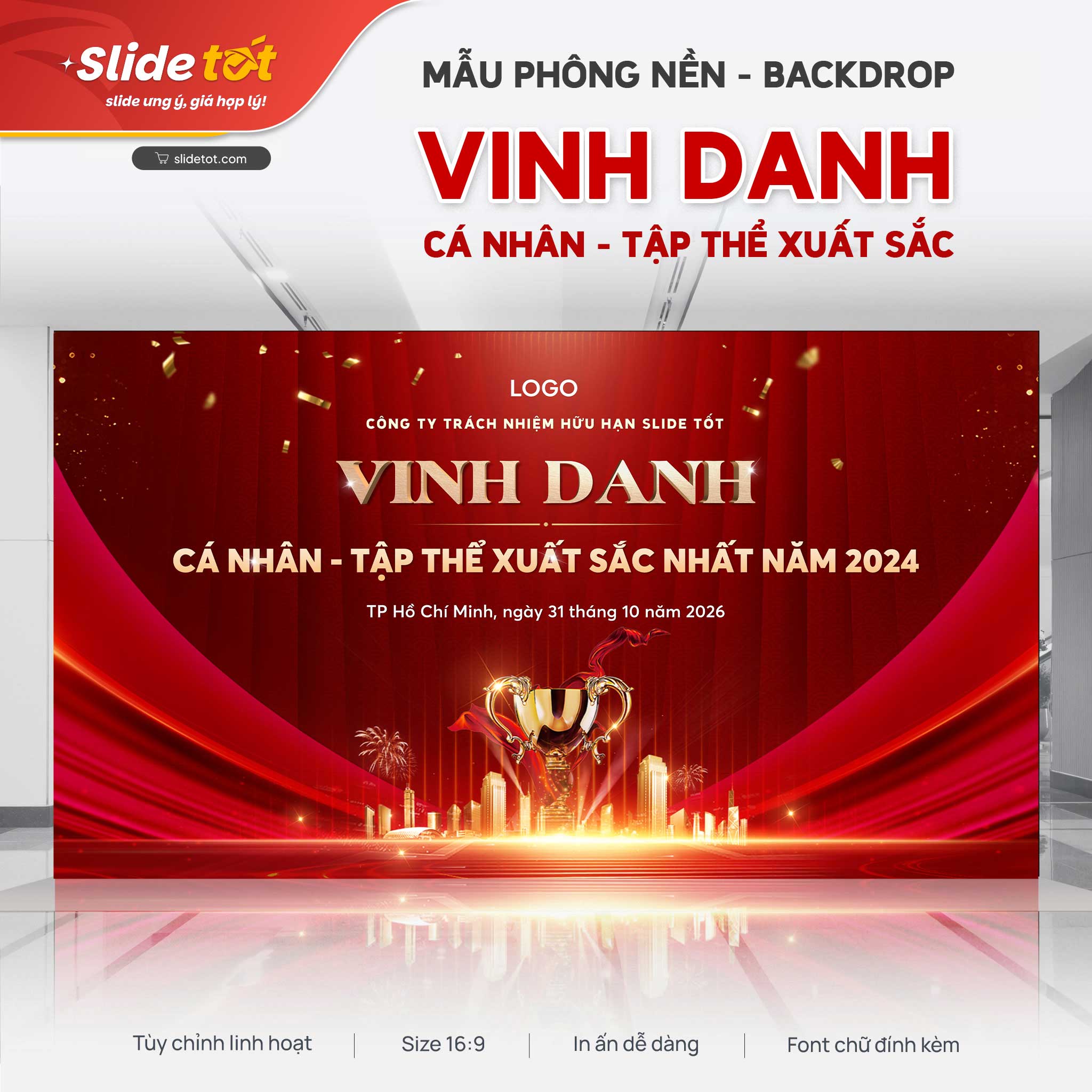 Mẫu Phông nền/Backdrop Vinh danh cá nhân tập thể xuất sắc nhất 3 Mẫu Phông nền/Backdrop Vinh danh cá nhân tập thể xuất sắc nhất - mẫu PowerPoint Slide Tốt