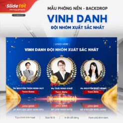 Mẫu Phông nền Backdrop Vinh danh đội nhóm xuất sắc nhất (Xanh dương) - mẫu PowerPoint Slide Tốt