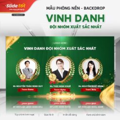 Mẫu Phông nền Backdrop Vinh danh đội nhóm xuất sắc nhất (Xanh lá) - mẫu PowerPoint Slide Tốt
