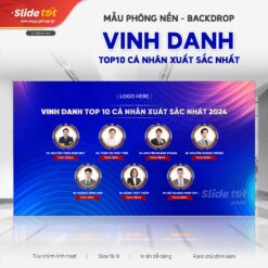 Mẫu Phông nền Backdrop Vinh danh TOP10 cá nhân xuất sắc nhất (Xanh dương) - mẫu PowerPoint Slide Tốt