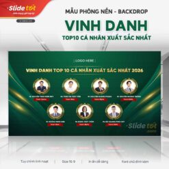 Mẫu Phông nền Backdrop Vinh danh TOP10 cá nhân xuất sắc nhất (Xanh lục) - mẫu PowerPoint Slide Tốt
