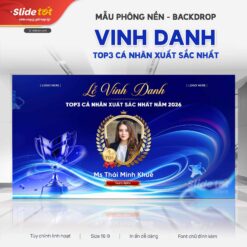 Mẫu Vinh danh Top3 cá nhân xuất sắc nhất (Xanh Dương) - mẫu PowerPoint Slide Tốt