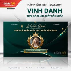 Mẫu Vinh danh Top3 cá nhân xuất sắc nhất (Xanh lục) - mẫu PowerPoint Slide Tốt
