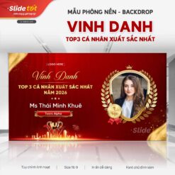 Mẫu Vinh danh Top3 cá nhân xuất sắc nhất (Đỏ) - mẫu PowerPoint Slide Tốt
