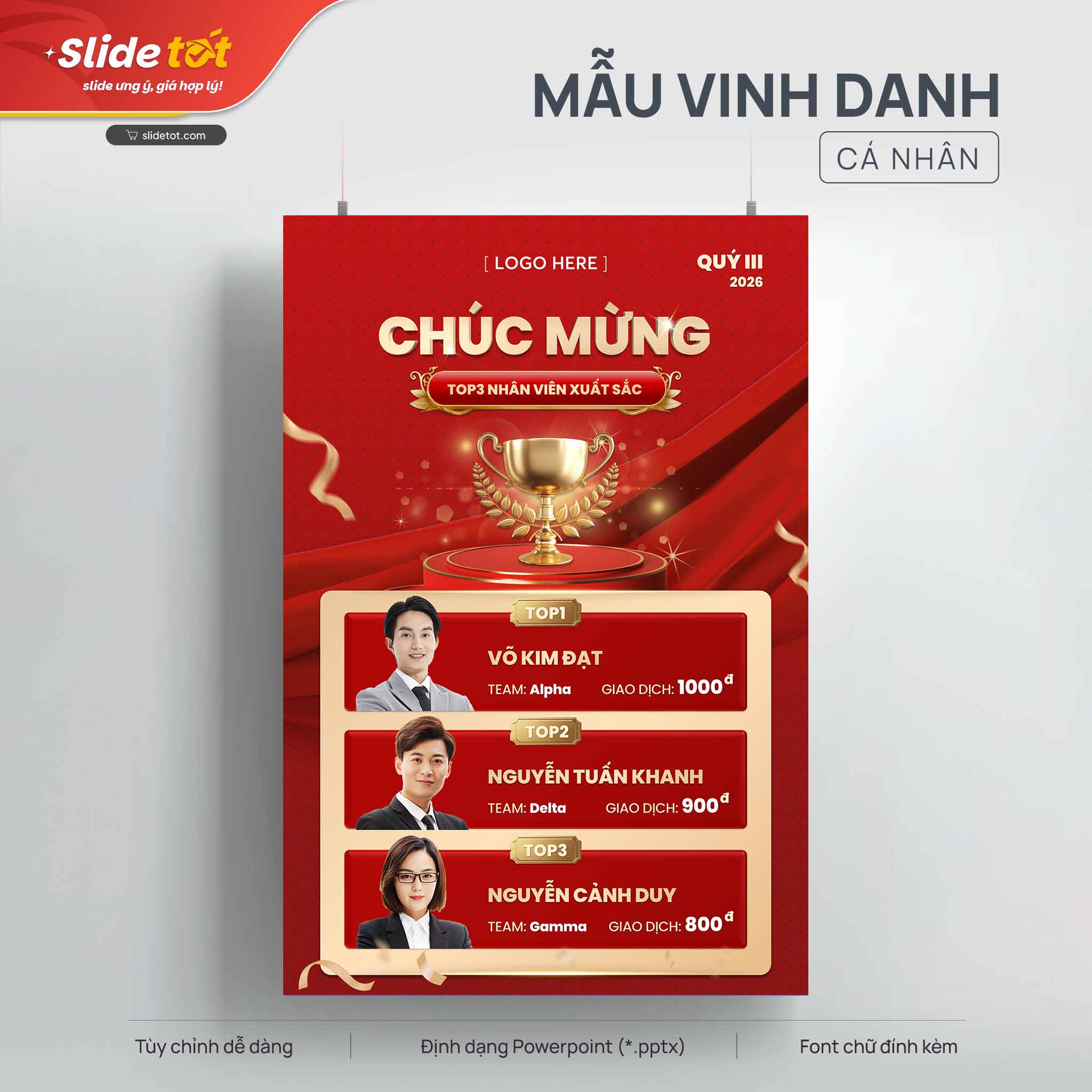 Mẫu Poster Vinh danh Top3 cá nhân xuất sắc 3 Mẫu Poster Vinh danh Top3 cá nhân xuất sắc - Slide Tốt