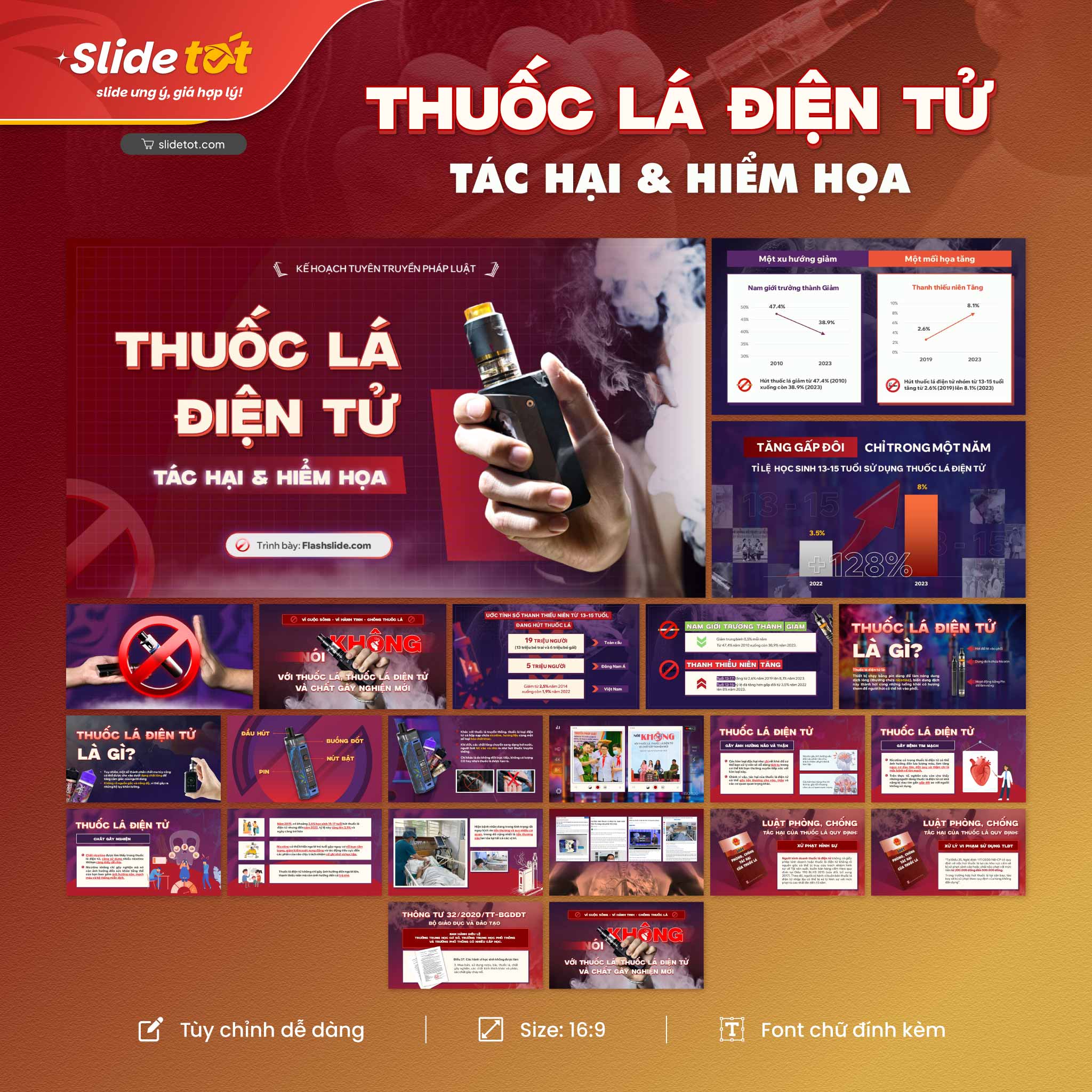 Mẫu Slide Tuyên truyền Thuốc lá điện tử tác hại & hiểm họa 3 Mẫu Slide Tuyên truyền Thuốc lá điện tử tác hại & hiểm họa