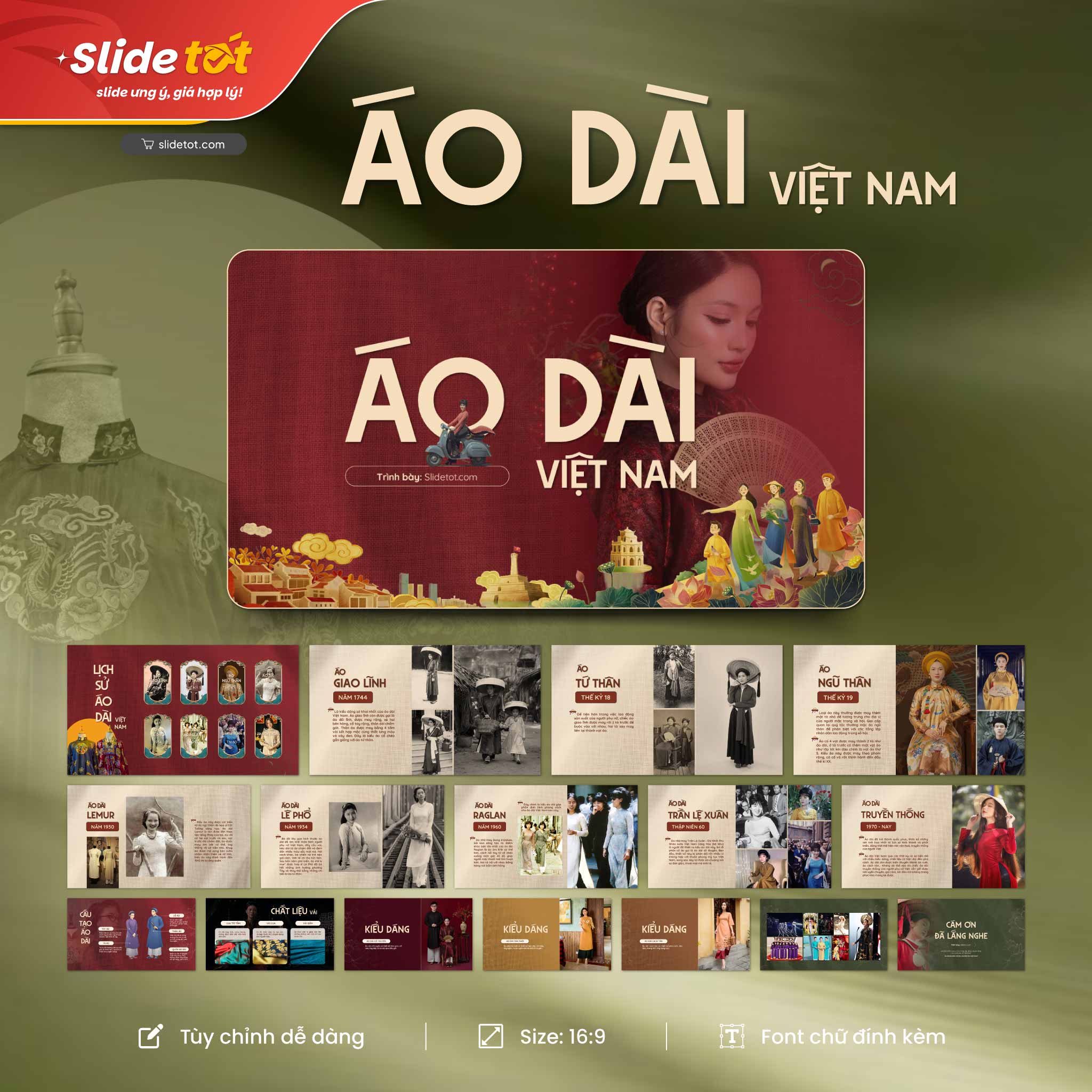 Mẫu Slide Áo dài Việt Nam 3 Mẫu Slide Áo dài Việt Nam