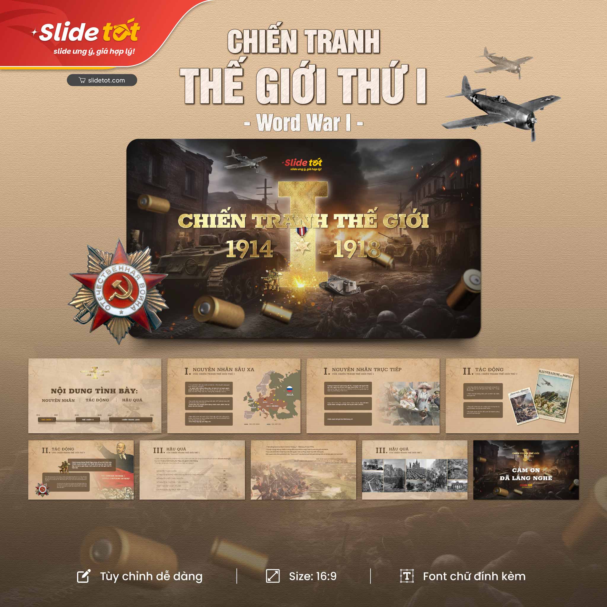 Mẫu Slide lịch sử Chiến tranh thế giới thứ 1 (World War 1) 3 Mẫu Slide lịch sử Chiến tranh thế giới thứ 1 (World War 1)