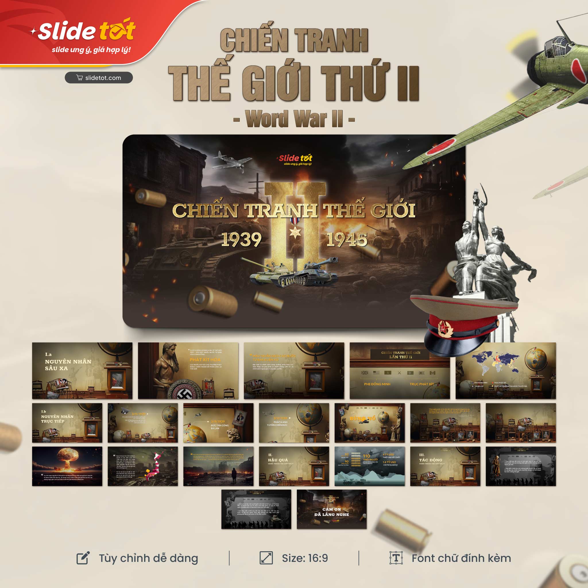 Mẫu Slide lịch sử: Chiến tranh thế giới thứ 2 (World War 2) 3 Mẫu Slide lịch sử: Chiến tranh thế giới thứ 2 (World War 2)