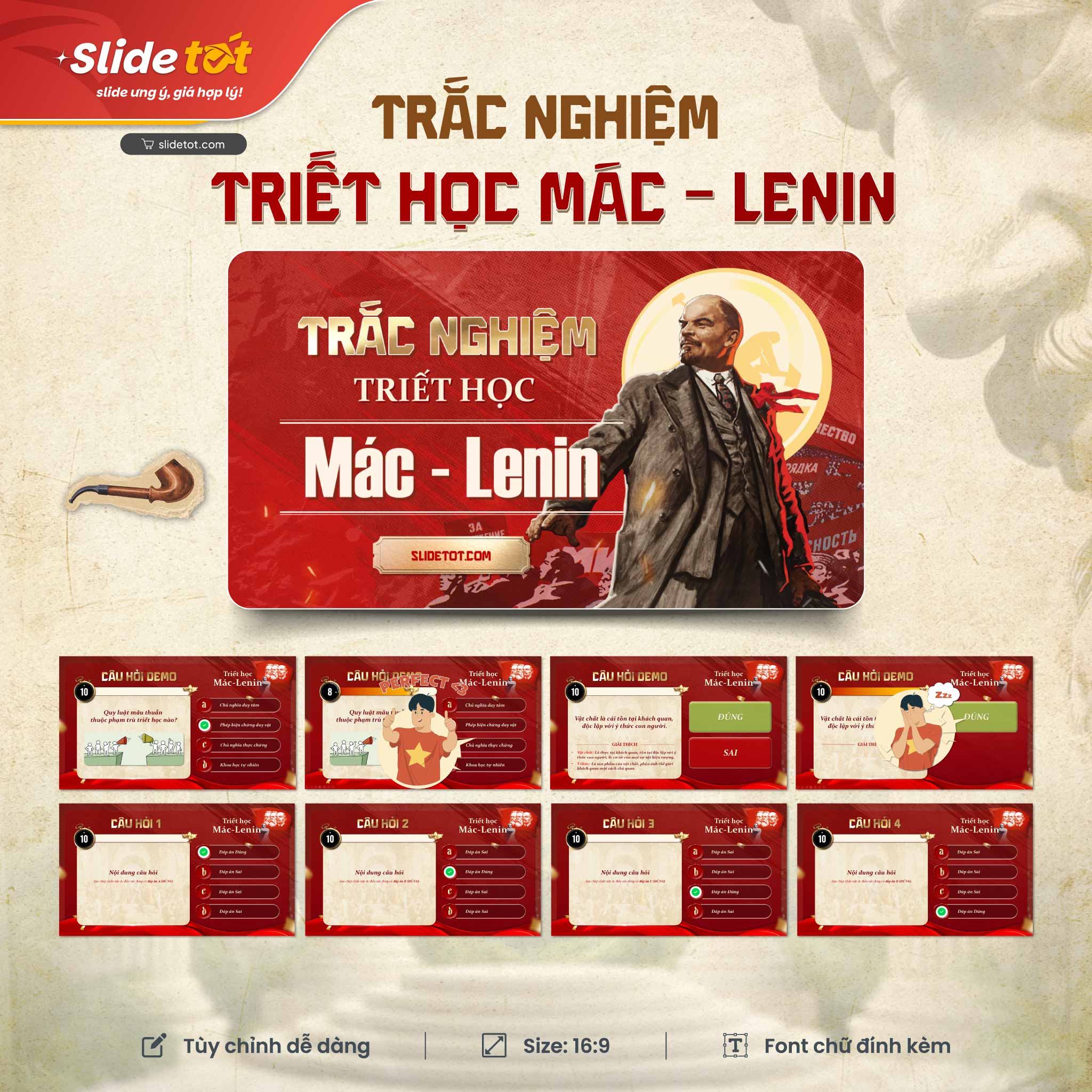 Mẫu Slide Trắc nghiệm Triết học Mác-Lenin (Ver1) 3 Mẫu Slide Trắc nghiệm Triết học Mác-Lenin (Ver1)