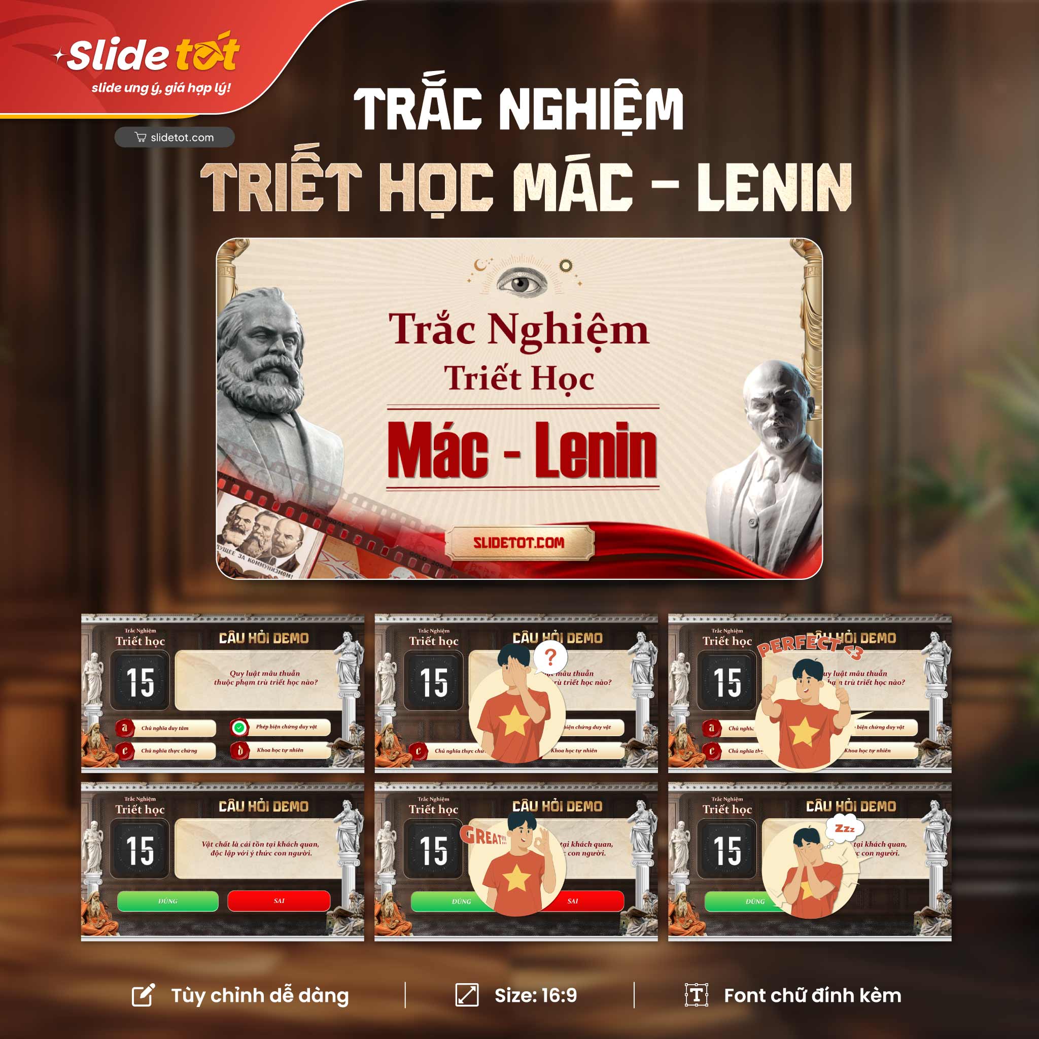 Mẫu Slide Trắc nghiệm Triết học Mác-Lenin (Ver2) 2 Mẫu Slide Trắc nghiệm Triết học Mác-Lenin (Ver2)